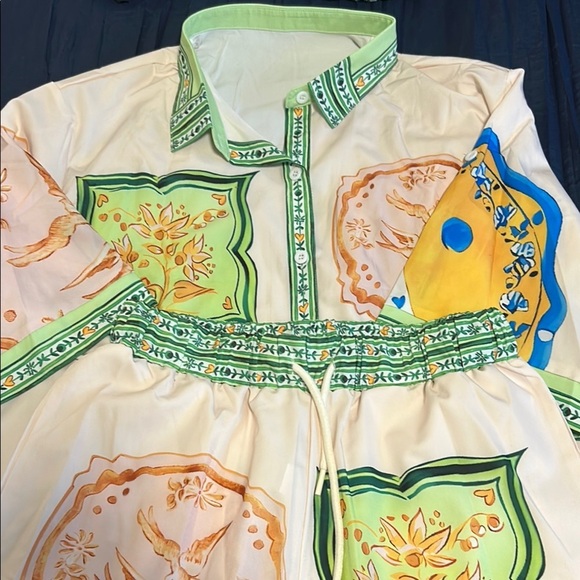 Boho Style Porcelain Print Pajama set or Beachwear Size Large - Picture 6 of 8